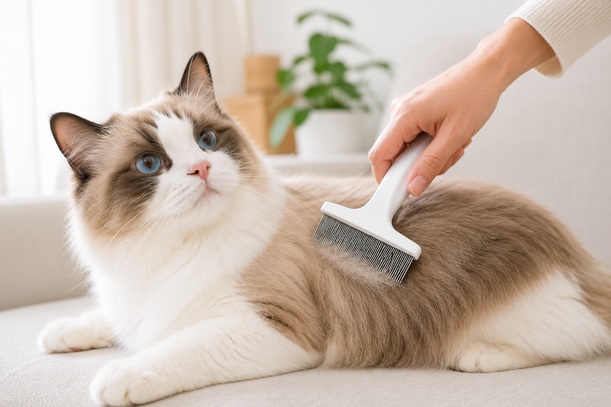 Large Stainless Steel Fine-Tooth Pet Comb.