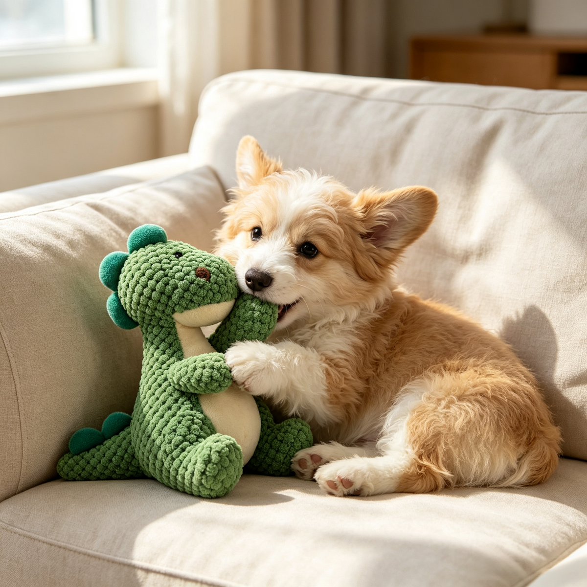 Large Dinosaur Plush Squeaky Dog Toy