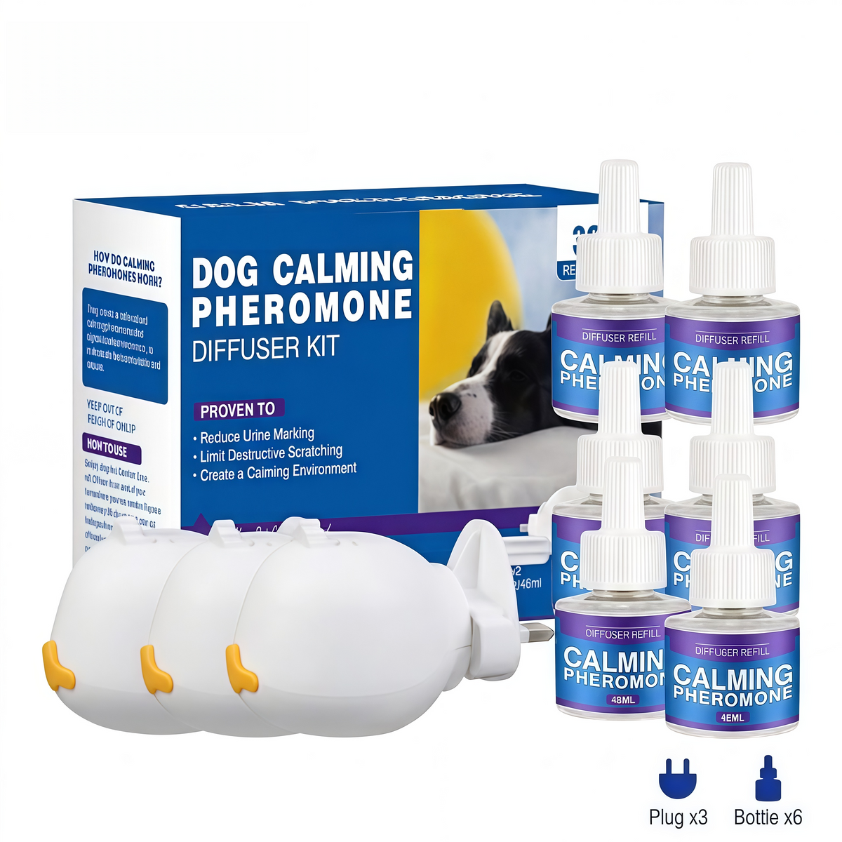 Natural Drug-Free Cat and Dog Calming Pheromone Diffuser Kit,Effortlessly Stop Barking, Spraying & Destructive Behavior For Good 🐶