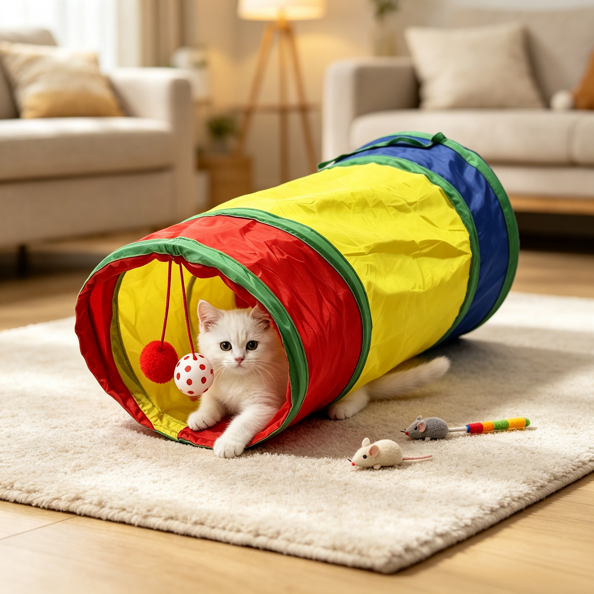 Rainbow Foldable Cat Tunnel