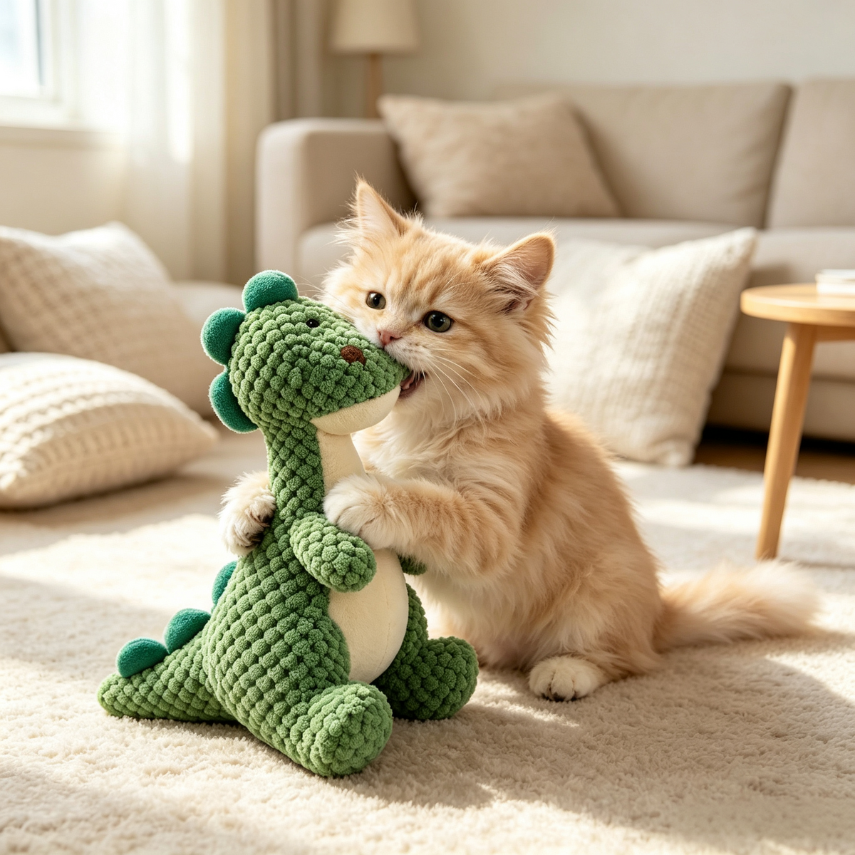 Large Dinosaur Plush Squeaky Dog Toy