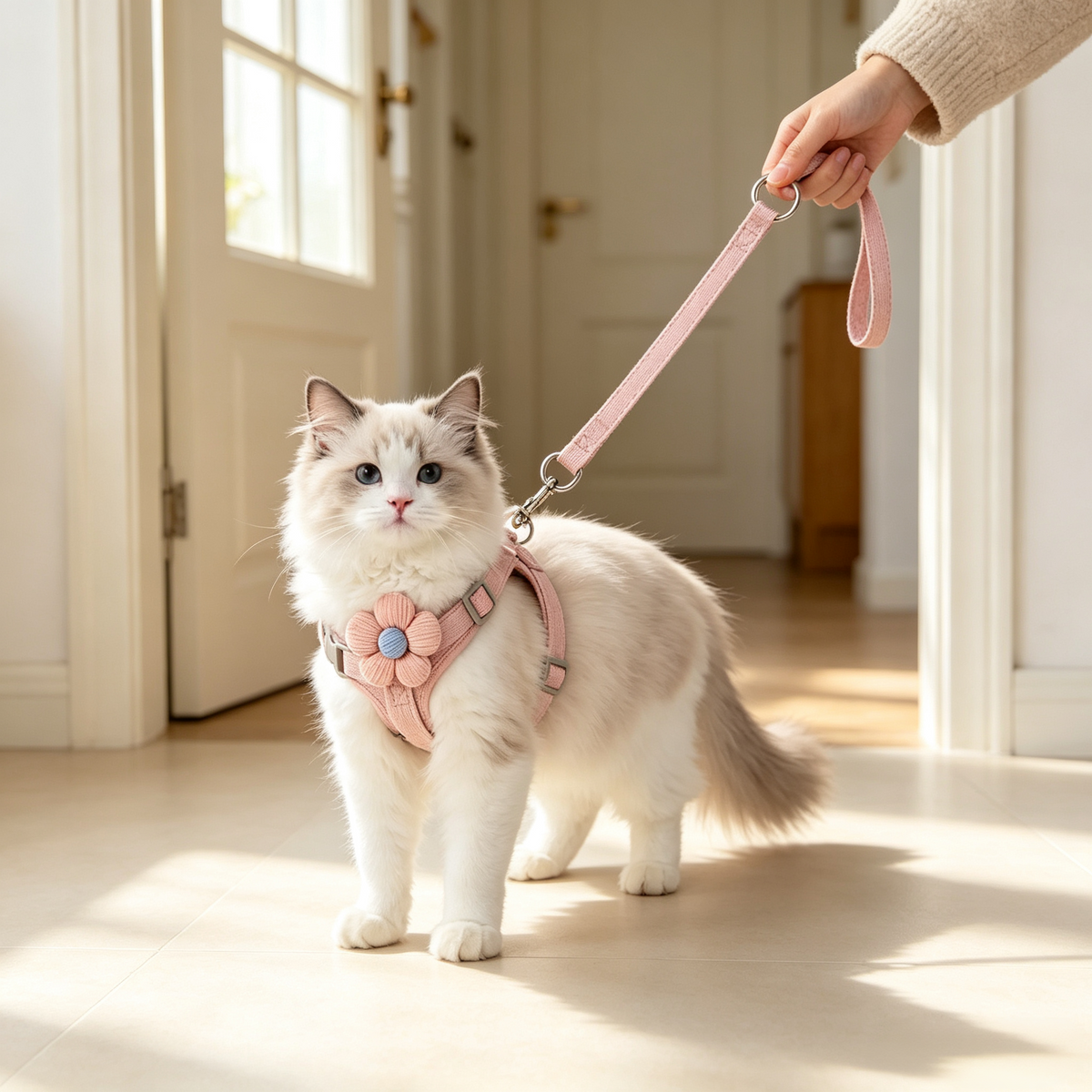 Floral H-Style Pet Harness and Leash Set