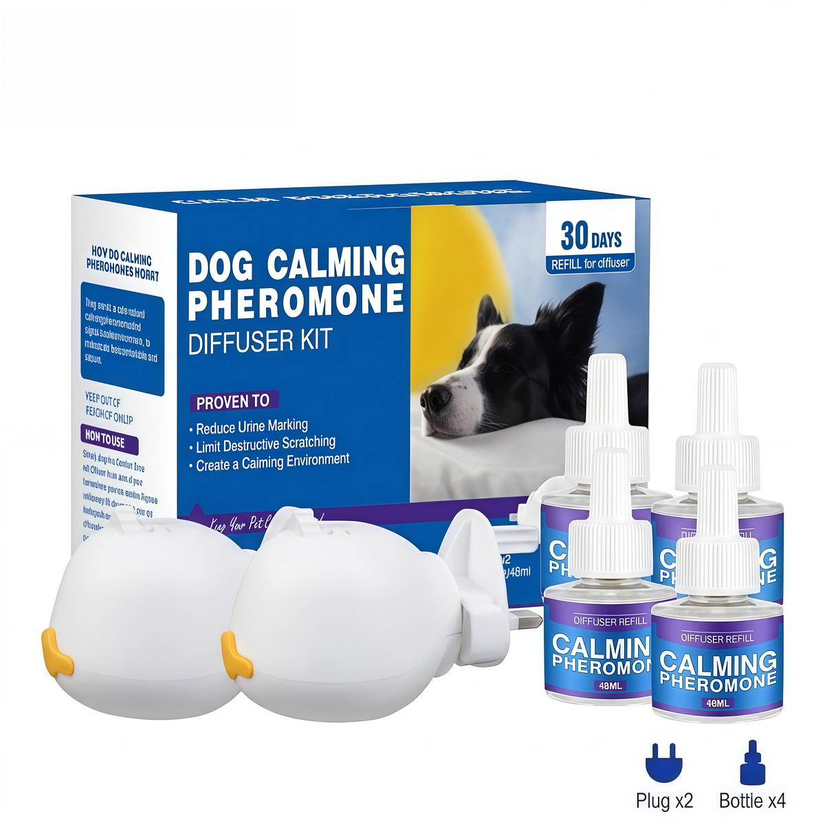 Natural Drug-Free Cat and Dog Calming Pheromone Diffuser Kit,Effortlessly Stop Barking, Spraying & Destructive Behavior For Good 🐶