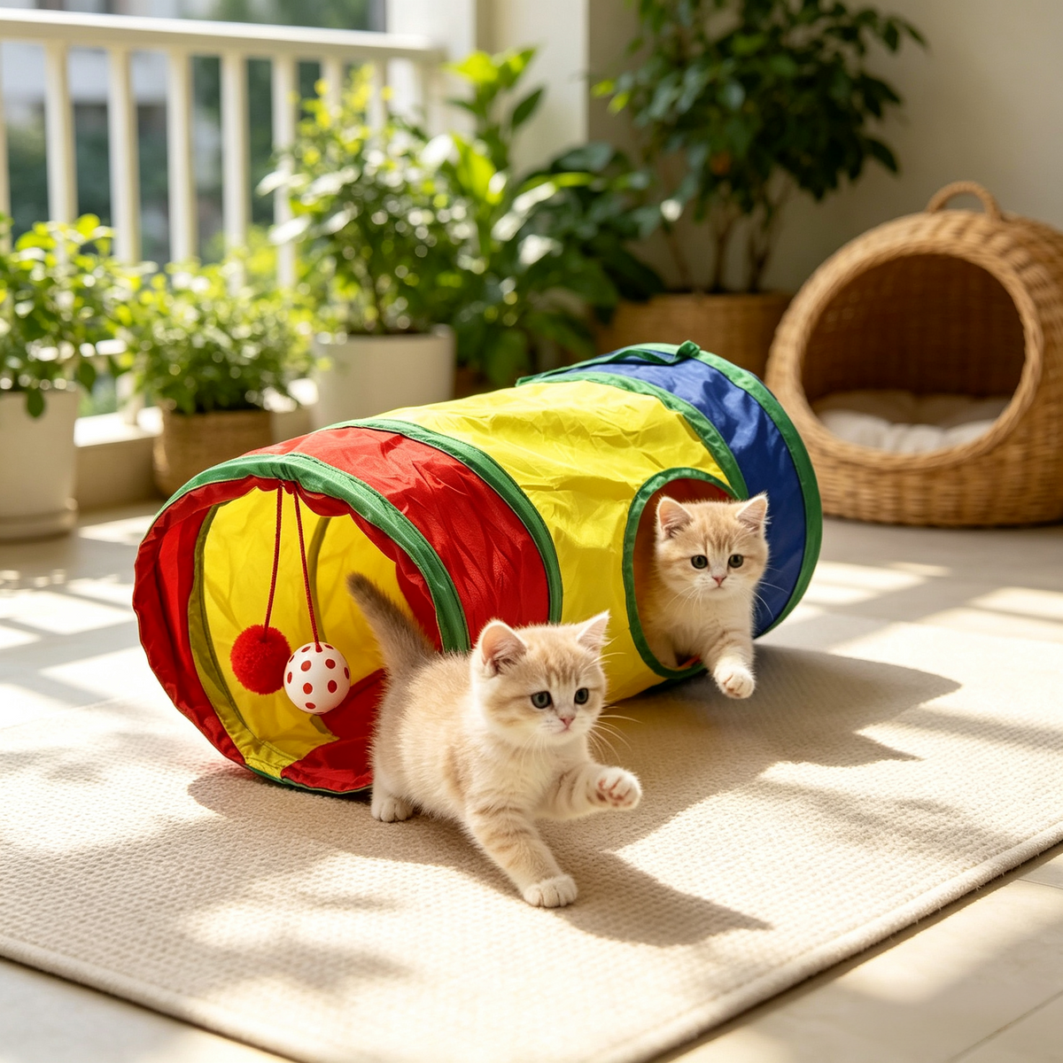 Rainbow Foldable Cat Tunnel
