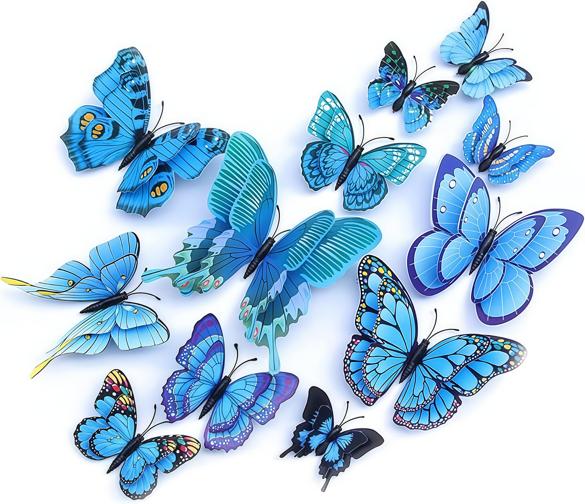 12 PCS / 1 Pack 3D Butterfly Wall Decor – Colorful Butterfly Stickers with Magnetic Design, Reusable Wall Art for Home & Room