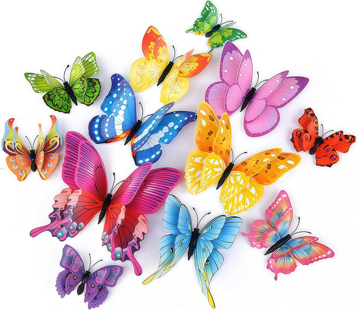 12 PCS / 1 Pack 3D Butterfly Wall Decor – Colorful Butterfly Stickers with Magnetic Design, Reusable Wall Art for Home & Room