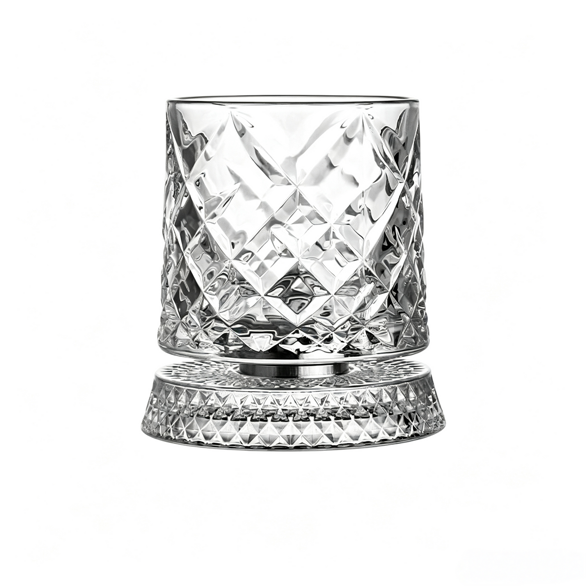 The Sovereign Kinetic Sommelier: Artisan-Crafted Crystal Whiskey Tumbler with 360° Aerating Free-Rotation & Patterned Grips
