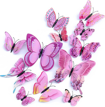 12 PCS / 1 Pack 3D Butterfly Wall Decor – Colorful Butterfly Stickers with Magnetic Design, Reusable Wall Art for Home & Room