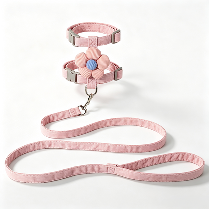 Floral H-Style Pet Harness and Leash Set