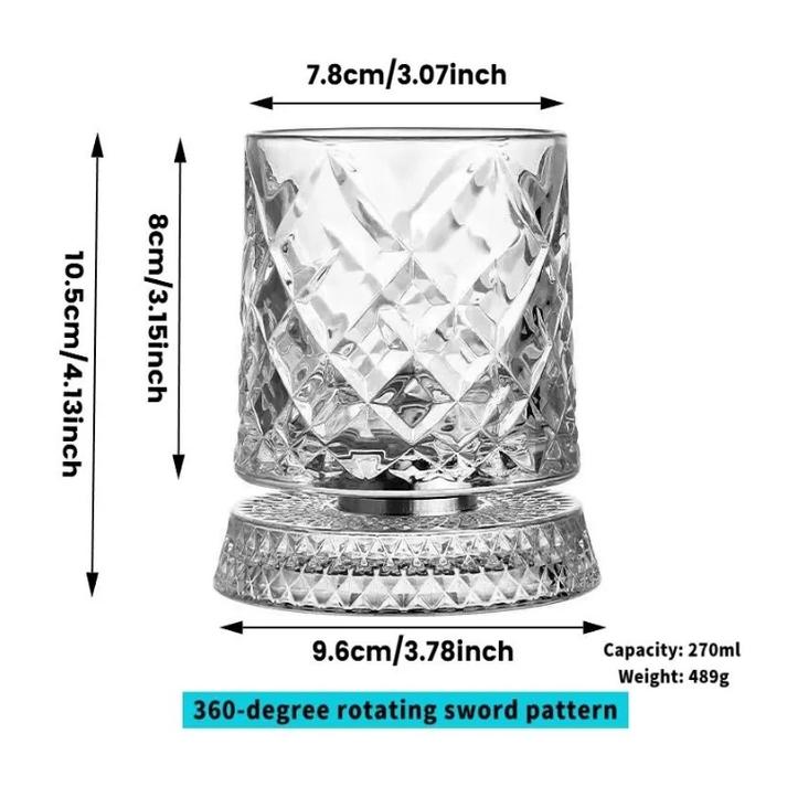 The Sovereign Kinetic Sommelier: Artisan-Crafted Crystal Whiskey Tumbler with 360° Aerating Free-Rotation & Patterned Grips